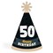 Big Dot of Happiness Cheers and Beers to 50 Years - Cone Happy Birthday Party Hats for Adults - Set of 8 (Standard Size)
